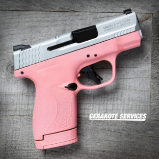 Smith and Wesson M&P Shield Plus Victoria Pink Pistol Satin Aluminum Slide